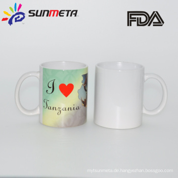 Sunmeta Fabrik liefern Sublimation Foto Becher 11oz leere weiße Keramik Sublimation Becher